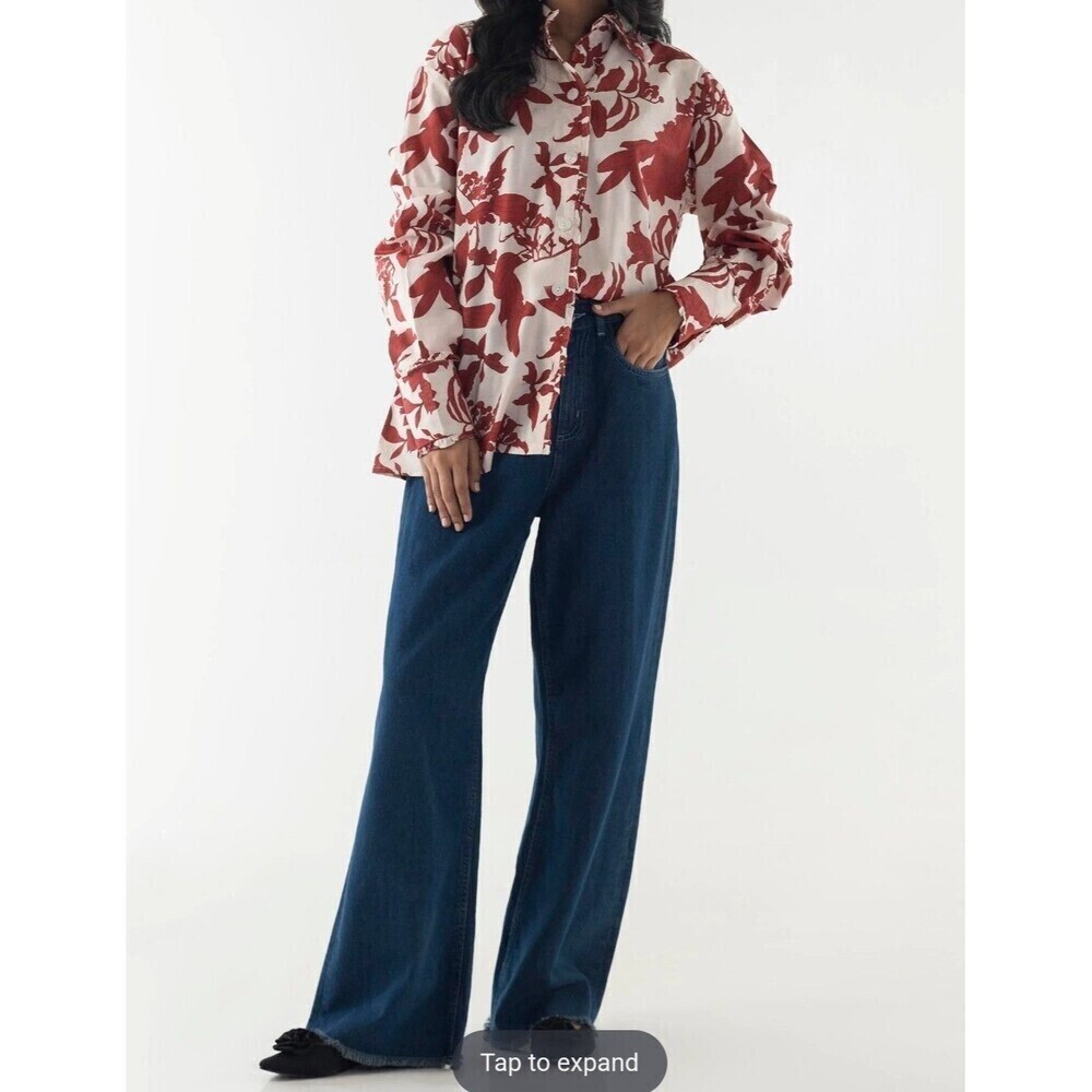 White & Red Floral Button-Up Blouse - Picture 13 of 13